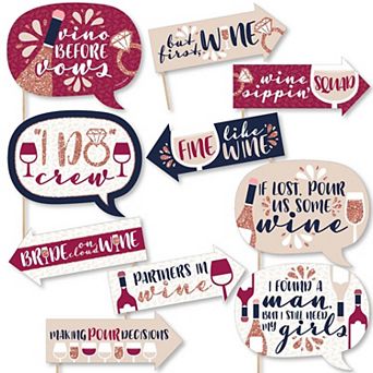 Big Dot Of Happiness Funny Vino Before Vows - Winery Party Photo Booth Props Kit - 10 pc