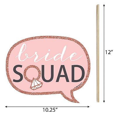 Big Dot Of Happiness Funny Bride Squad - Rose Gold Party Photo Booth Props Kit - 10 Piece