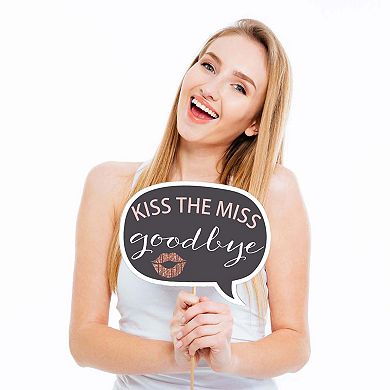 Big Dot Of Happiness Funny Bride Squad - Rose Gold Party Photo Booth Props Kit - 10 Piece