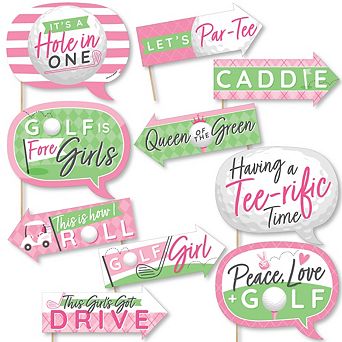 Big Dot Of Happiness Funny Golf Girl Pink Birthday Or Baby Shower Photo Booth Props Kit 10 pc