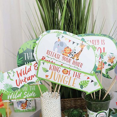 Big Dot Of Happiness Funny Jungle Party Animals - Safari Zoo Animal Photo Booth Props 10 Pc