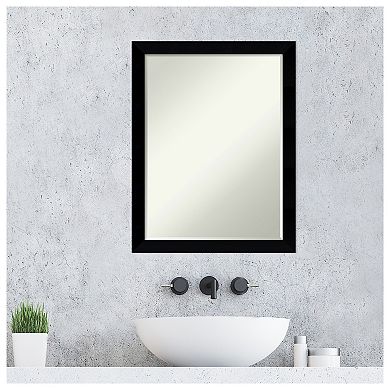 Black Museum Petite Bevel Wood Bathroom Wall Mirror