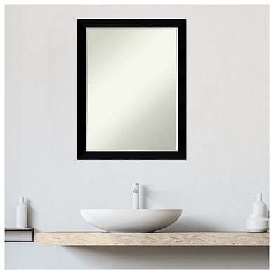 Black Museum Petite Bevel Wood Bathroom Wall Mirror