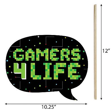 Big Dot Of Happiness Funny Game Zone - Pixel Video Game Party Photo Booth Props Kit - 10 Pc