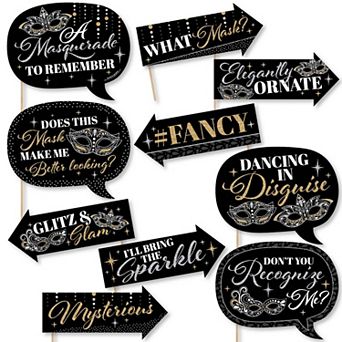 Big Dot Of Happiness Funny Masquerade - Venetian Mask Party Photo Booth Props Kit - 10 pc