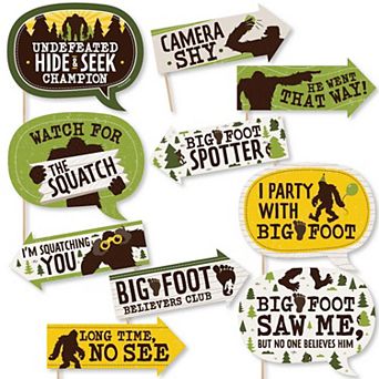 Big Dot Of Happiness Funny Sasquatch Crossing - Bigfoot Party Photo Booth Props Kit - 10 pc
