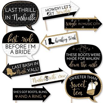 Big Dot Of Happiness Funny Nash Bash - Nashville Bachelorette Party Photo Booth Props 10 pc