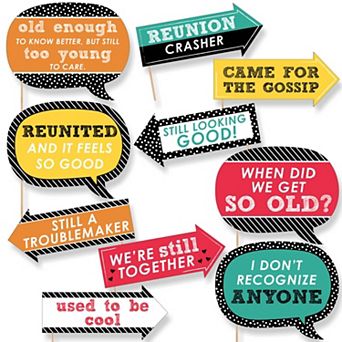 Big Dot Of Happiness Funny Class Reunion - Photo Booth Props Kit - 10 pc