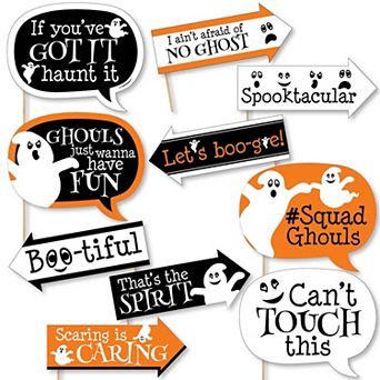 Big Dot Of Happiness Funny Spooky Ghost - Halloween Party Photo Booth Props Kit - 10 pc