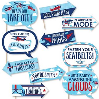 Big Dot Of Happiness Funny Taking Flight - Airplane - Party Photo Booth Props Kit - 10 pc