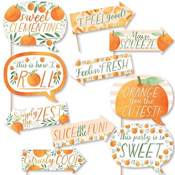 Big Dot Of Happiness Funny Little Clementine Baby & Birthday Party Photo Booth Prop Kit 10 pc