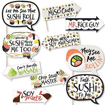Big Dot Of Happiness Funny Let's Roll - Sushi - Japanese Party Photo Booth Props Kit - 10 pc