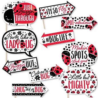 Big Dot Of Happiness Funny Happy Little Ladybug - Party Photo Booth Props Kit - 10 pc