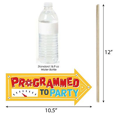 Big Dot Of Happiness Funny Gear Up Robots - Birthday Or Baby Shower Photo Booth Props 10 Pc