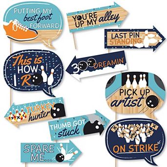 Big Dot Of Happiness Funny Strike Up The Fun - Bowling - Photo Booth Props Kit - 10 pc