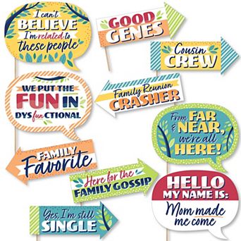 Big Dot Of Happiness Funny Colorful Family Reunion Family Party Photo Booth Props Kit 10 pc