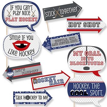 Big Dot Of Happiness Funny Shoots And Scores - Hockey - Party Photo Booth Props Kit - 10 pc