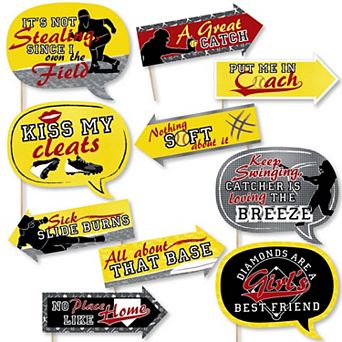 Big Dot Of Happiness Funny Grand Slam - Fastpitch Softball - Photo Booth Props Kit - 10 pc