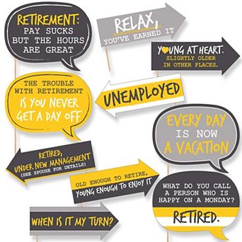 Big Dot Of Happiness Funny Retirement - Party Photo Booth Props Kit - 10 pc