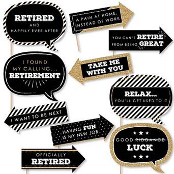 Big Dot Of Happiness Funny Happy Retirement - Retirement Party Photo Booth Props Kit - 10 pc