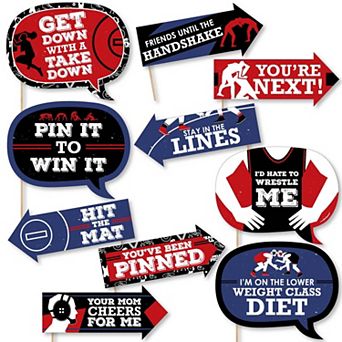 Big Dot Of Happiness Funny Own The Mat - Wrestling - Party Photo Booth Props Kit - 10 pc
