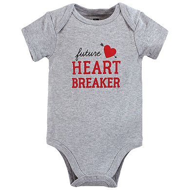 Hudson Baby Infant Boy Cotton Bodysuits, Valentine Heartbreaker, 0-3 Months