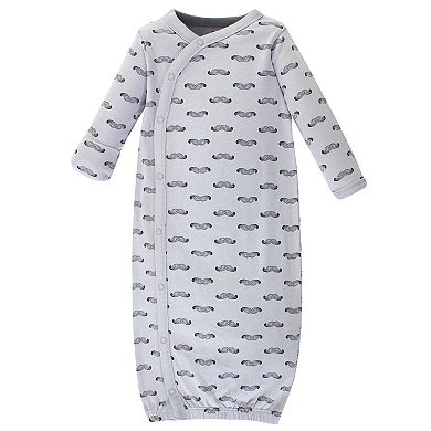 Baby Boy Organic Cotton Side-closure Snap Long-sleeve Gowns 3pk, Mr. Moon, Preemie