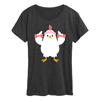 Women's Workout Chicken Graphic Tee