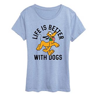 Disney's Pluto Women's Life Is Better With Dogs Graphic Tee