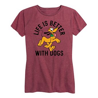 Disney's Pluto Women's Life Is Better With Dogs Graphic Tee