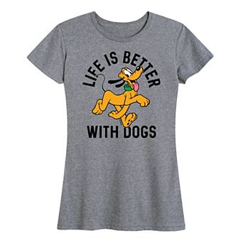 Disney's Pluto Women's Life Is Better With Dogs Graphic Tee