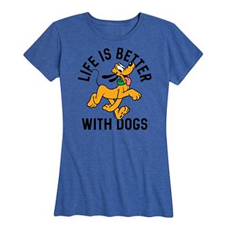 Disney's Pluto Women's Life Is Better With Dogs Graphic Tee