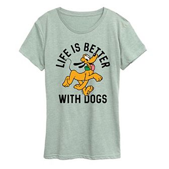 Disney's Pluto Women's Life Is Better With Dogs Graphic Tee