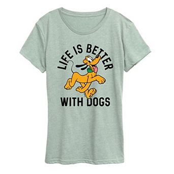 Disney's Pluto Women's Life Is Better With Dogs Graphic Tee