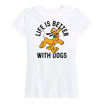 Disney's Pluto Women's Life Is Better With Dogs Graphic Tee
