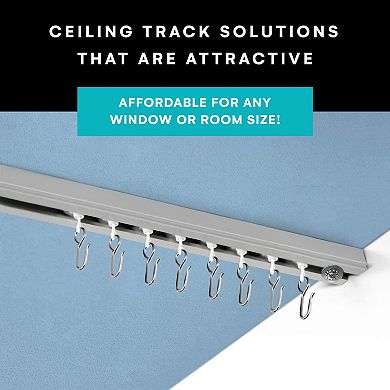 Ceiling Curtain Track Set, Comes With Track, Roller Hooks, Installation Hardware, Saw, And End Cap