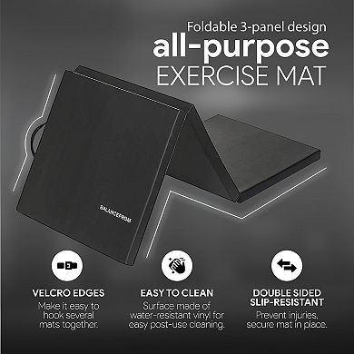 Balancefrom Fitness Gogym Folding 3 Panel Exercise Mat With Handles