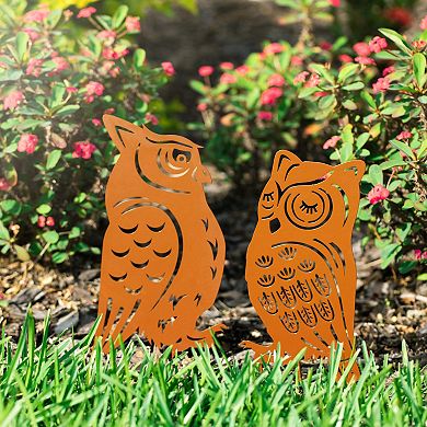 Metal Animal Yard Decor, Owl Shaped Garden Art For Outside Decorations