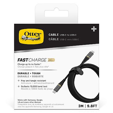 OtterBox Premium Fast Charge USB C Cable 3m - Glamour Black