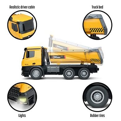 Remote Control Construction Dump Truck Toy - Heavy Duty Metal & Plastic Construction Truck