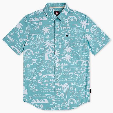 Men's Quiksilver Beachside Allover Print Short Sleeve Button Down Shirt