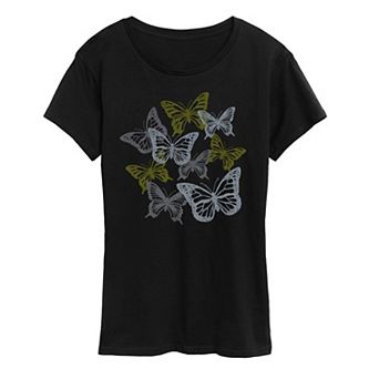 Women's Grunge Butterflies Graphic Tee