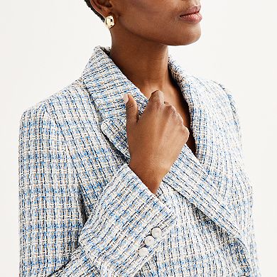 Women's Truth Long Sleeve Peak Lapel Double Breasted Tweed Blazer