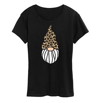 Women's Leopard Print Gnome Graphic Tee