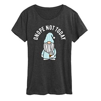 Women's Gnope Not Today Sleepy Gnome Graphic Tee
