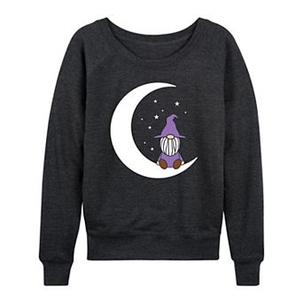 Women's Witch Gnome On Moon French Terry Long Sleeve Tee