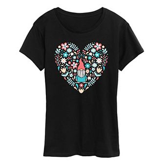 Women's Scandinavian Heart Gnome Graphic Tee