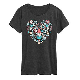 Women's Scandinavian Heart Gnome Graphic Tee