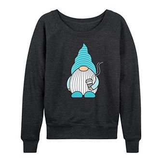 Women's Gnome With Coffee French Terry Long Sleeve Tee