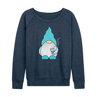Women's Gnome With Coffee French Terry Long Sleeve Tee